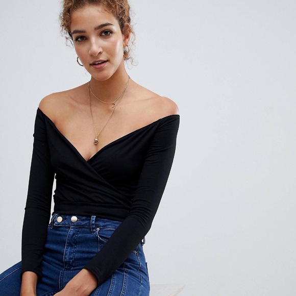 ASOS Tops - Off-Shoulder Bodysuit w Long Sleeves